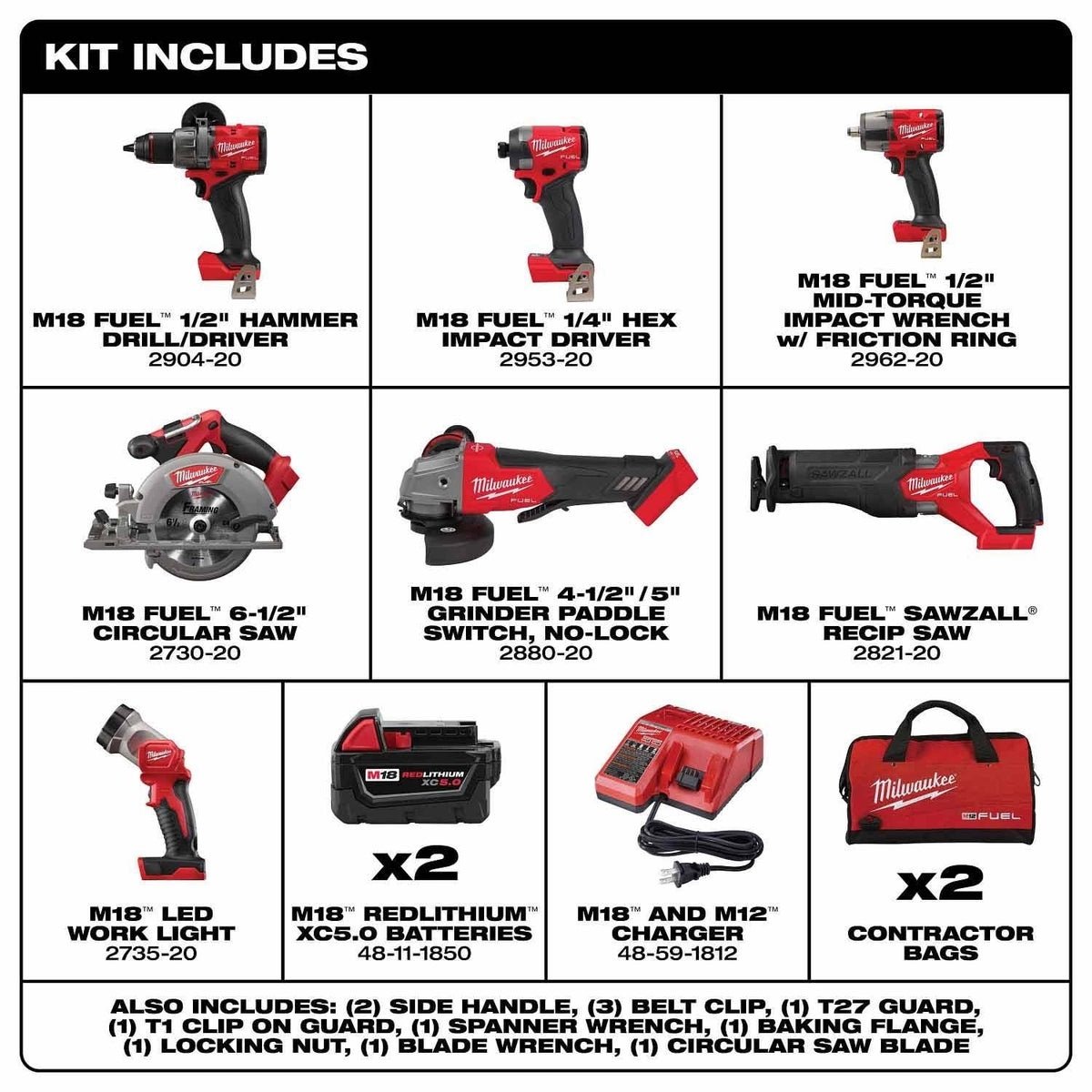 Milwaukee 3697-25 M18 FUEL
7-Tool Combo Kit - Image 3