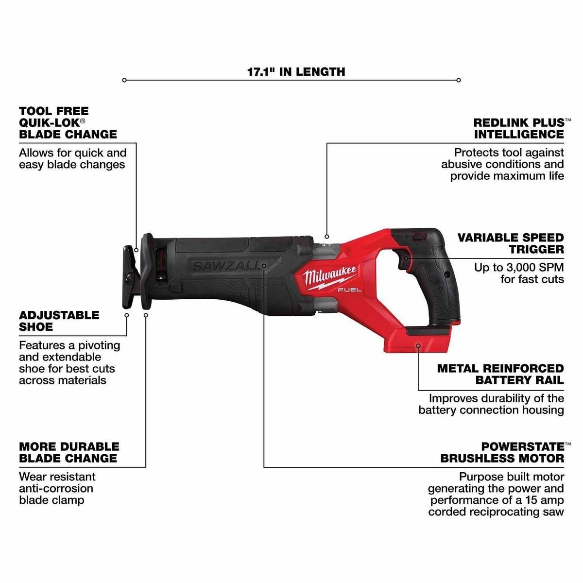 Milwaukee 3697-25 M18 FUEL
7-Tool Combo Kit - Image 11