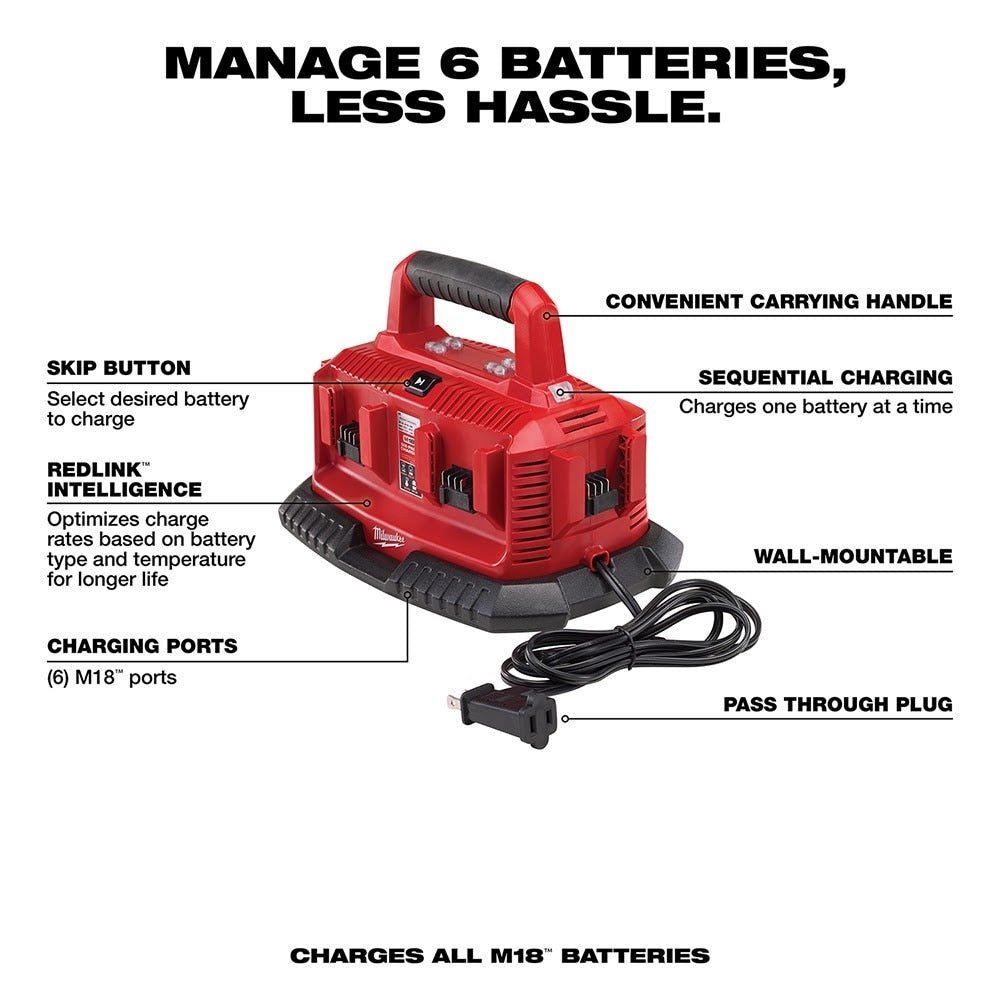 Milwaukee 48-59-1806 M18 Six Pack Sequential Charger - Image 3