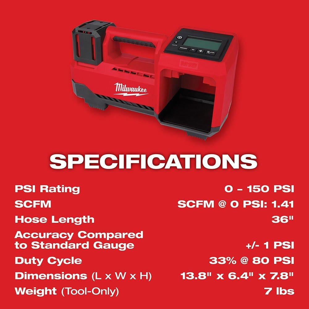 Milwaukee 2848-20 M18 Compact Tire Inflator, Tool Only - Image 5