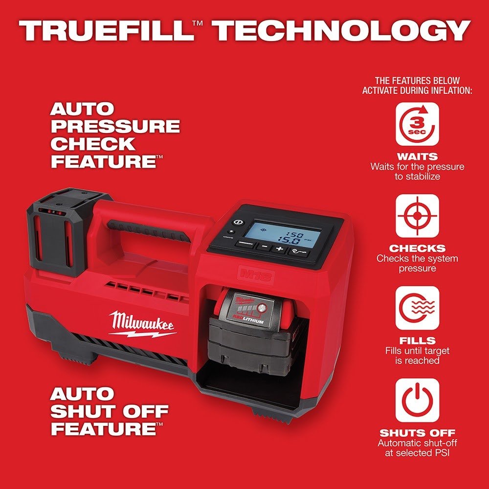Milwaukee 2848-20 M18 Compact Tire Inflator, Tool Only - Image 7