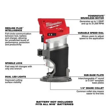 Milwaukee M18 FUEL Compact Router (Bare Tool) - Image 8