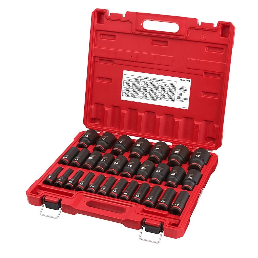 Milwaukee 49-66-7015 29-Piece SHOCKWAVE 1/2-Inch Drive Metric Deep 6-Point Impact Duty Socket Set - Image 3