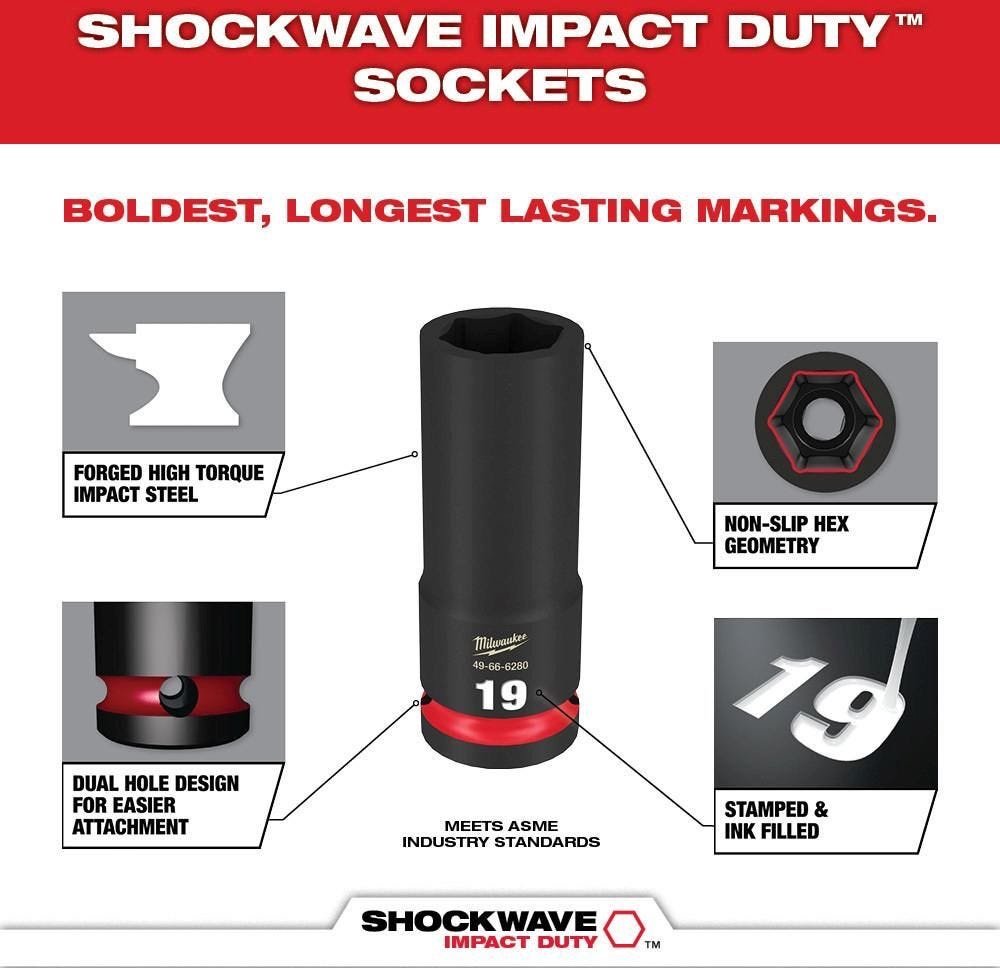 Milwaukee 49-66-7015 29-Piece SHOCKWAVE 1/2-Inch Drive Metric Deep 6-Point Impact Duty Socket Set - Image 4