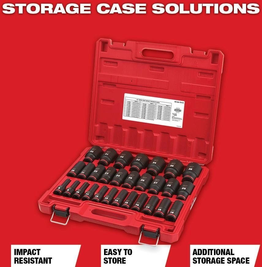 Milwaukee 49-66-7015 29-Piece SHOCKWAVE 1/2-Inch Drive Metric Deep 6-Point Impact Duty Socket Set - Image 5
