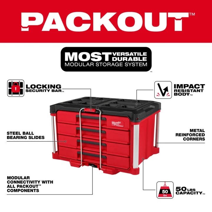Milwaukee Master Mechanics Hand Tool Set with PACKOUT Drawers and Dolly, 366 Pieces - Image 7